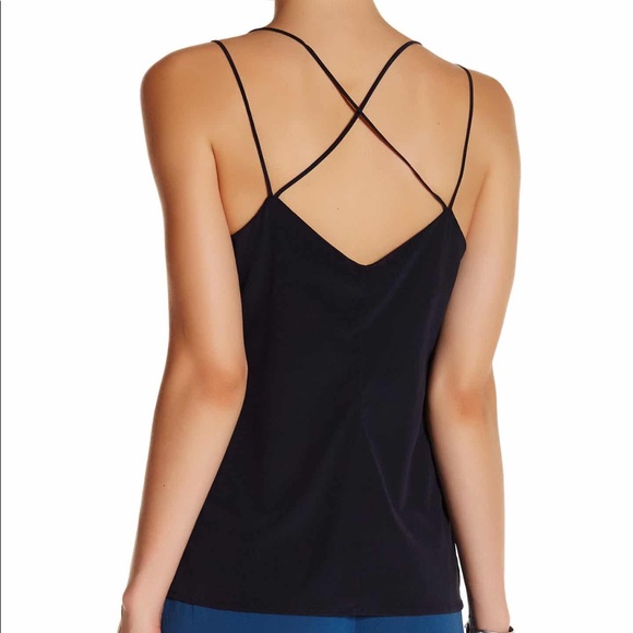 Navy blue silk strappy camisole tank